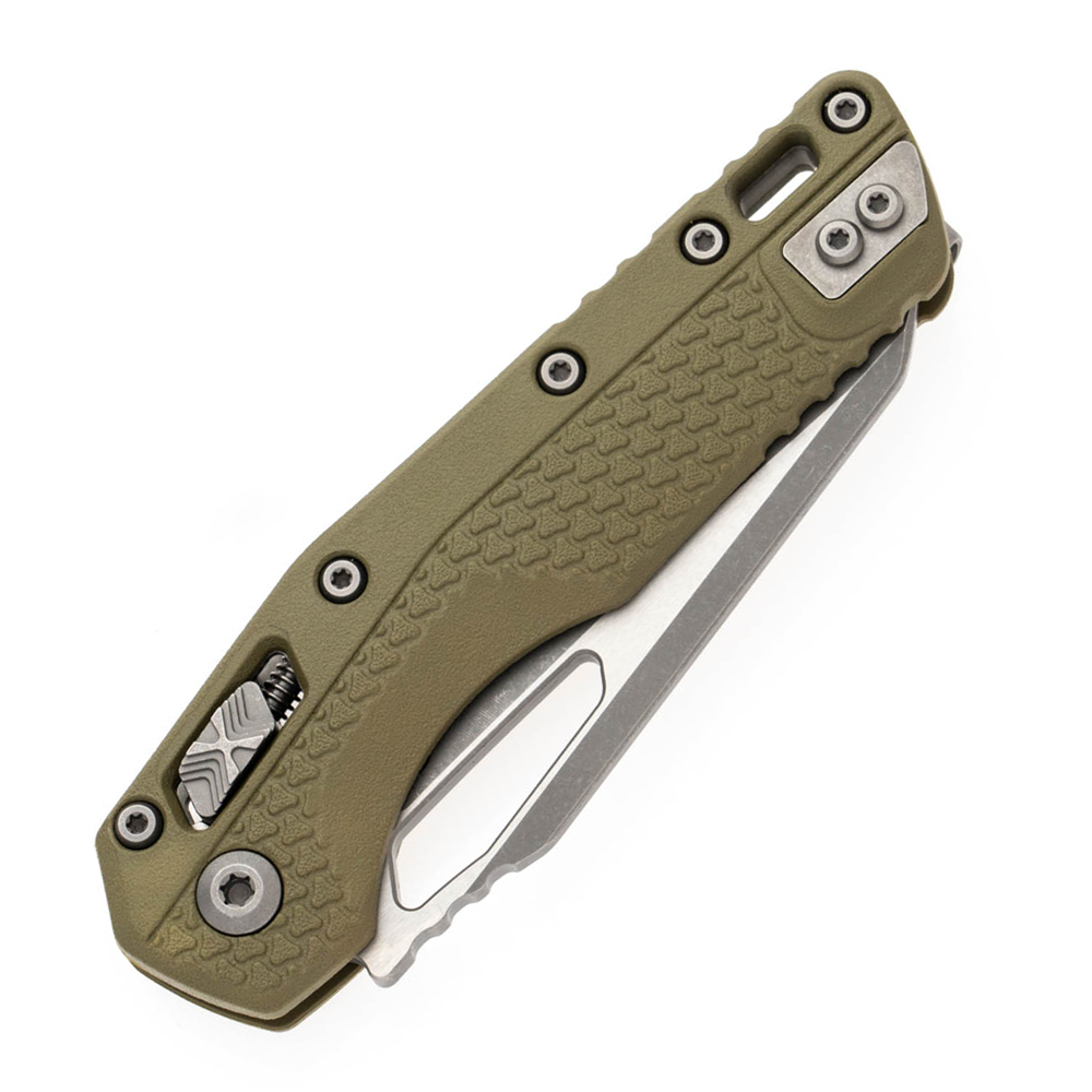 Microtech MSI RAM-LOK Manual Folding Bohler M390MK Apocalyptic Modified Sheepsfoot Plain Blade Tri-Grip Polymer OD Green 210T-10APPMOD 3