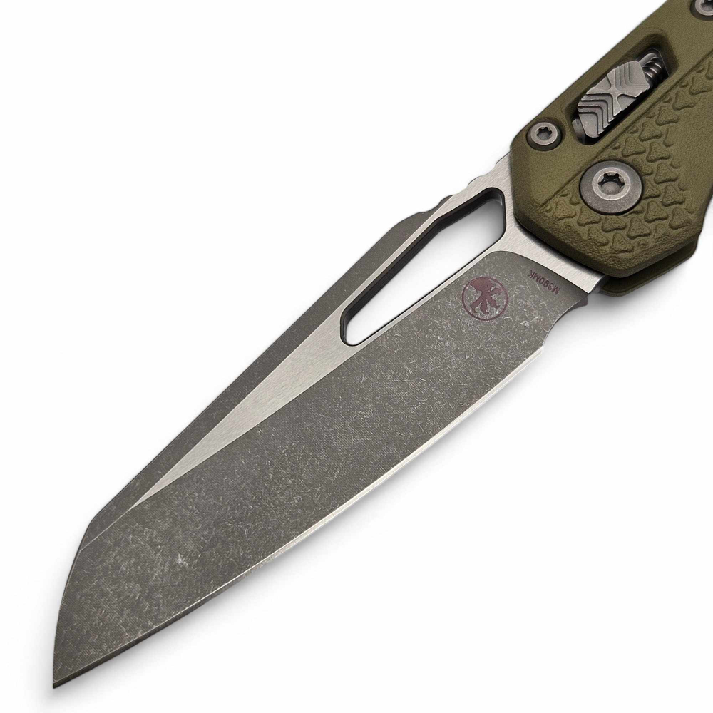 Microtech MSI RAM-LOK Manual Folding Bohler M390MK Apocalyptic Modified Sheepsfoot Plain Blade Tri-Grip Polymer OD Green 210T-10APPMOD 5