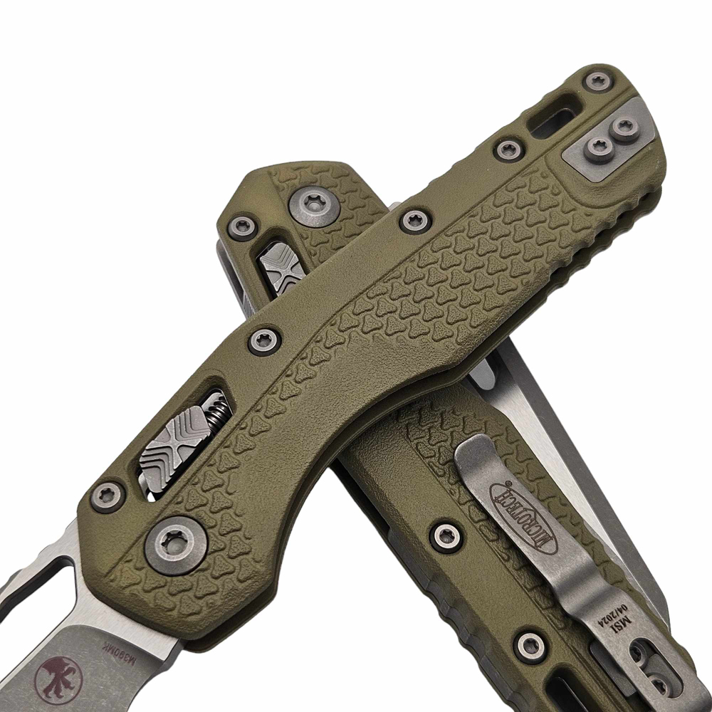 Microtech MSI RAM-LOK Manual Folding Bohler M390MK Apocalyptic Modified Sheepsfoot Plain Blade Tri-Grip Polymer OD Green 210T-10APPMOD 8