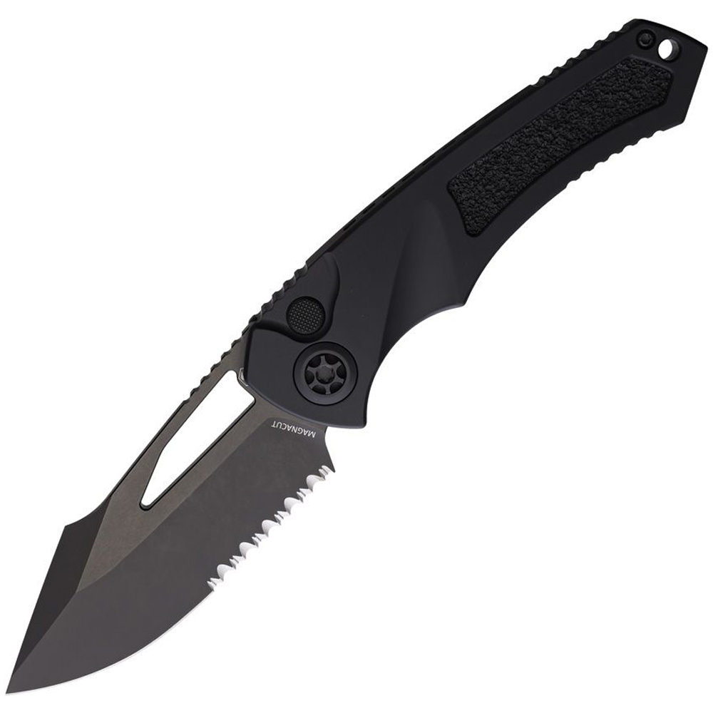 Heretic Pariah M/A Button Lock Partial Serrated MagnaCut DLC Tactical Black Aluminum Handles H046-6B-T 1