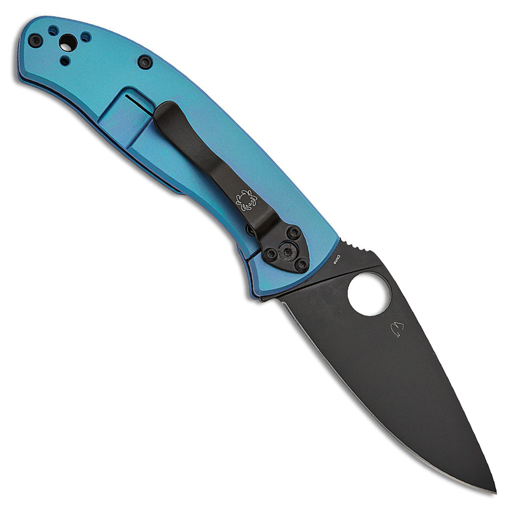 Spyderco Tenacious Black Plain Blue Titanium C122TIBLBKP 2
