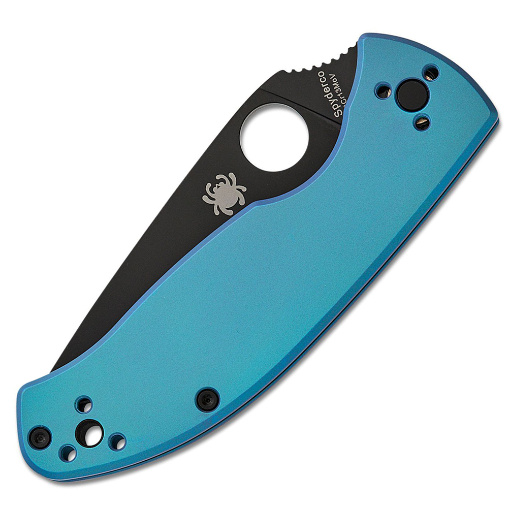 Spyderco Tenacious Black Plain Blue Titanium C122TIBLBKP 3
