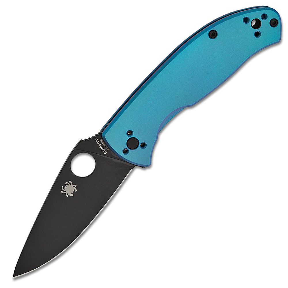 Spyderco Tenacious Black Plain Blue Titanium C122TIBLBKP 1
