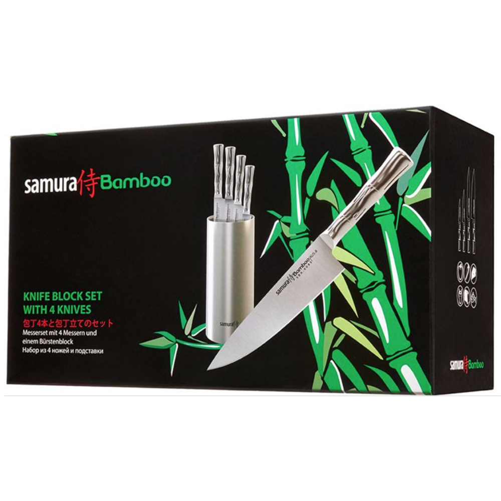 SAMURA BAMBOO KNIFE-BLOCK + SET 4  2