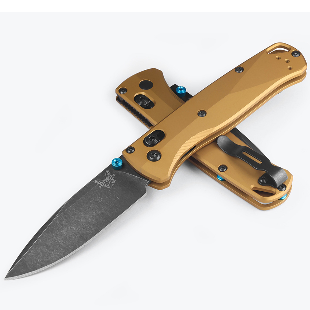 Benchmade 535BK-07 Bugout M390 Black DLC Battlewashed Burnt Brass Aluminum  4