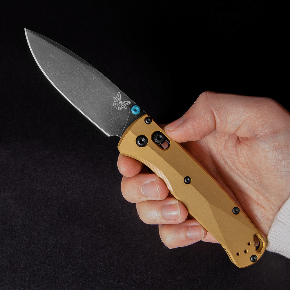 Benchmade 535BK-07 Bugout M390 Black DLC Battlewashed Burnt Brass Aluminum  6