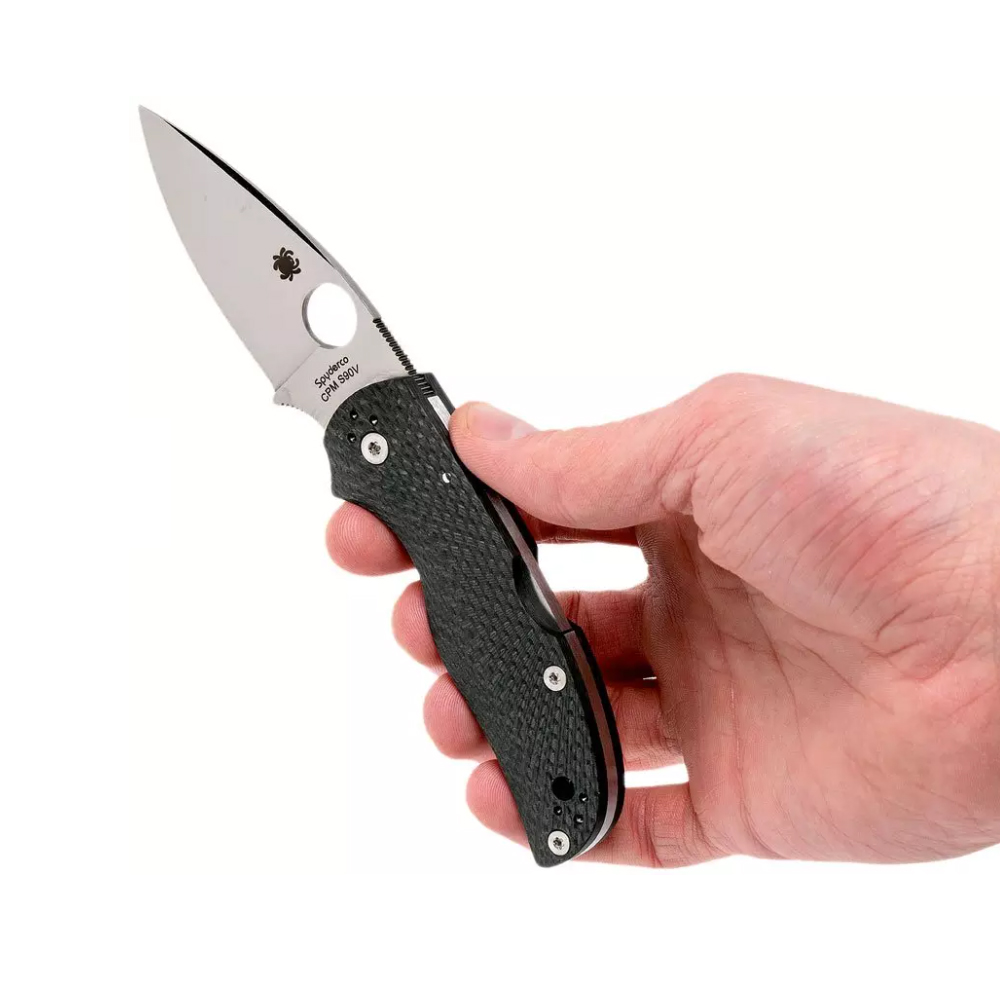Spyderco Native 5 S90V Satin Plain Fluted Carbon Fiber C41CFFP5 7