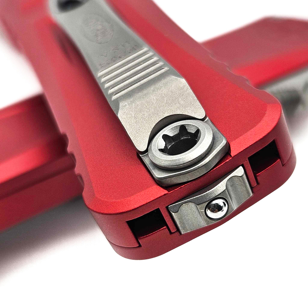 Microtech Combat Troodon Gen III AUTO OTF M390MK Stonewashed Serrated Dagger Red Aluminum Handles 1142-11RD 6