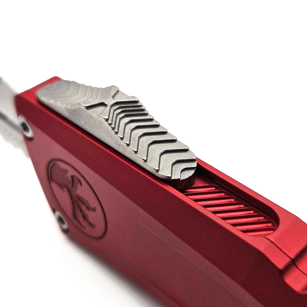 Microtech Combat Troodon Gen III AUTO OTF M390MK Stonewashed Serrated Dagger Red Aluminum Handles 1142-11RD 7