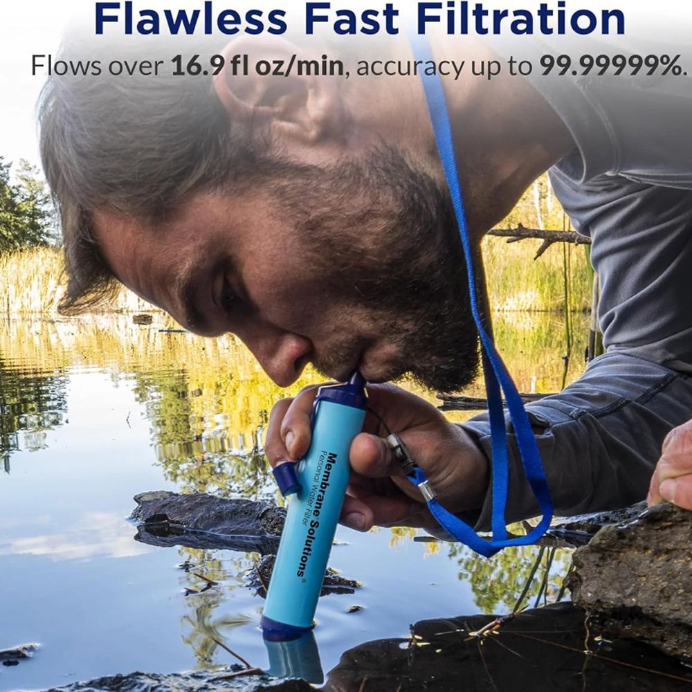 Сламка филтър за пречистване на вода Membrane Solutions Water Filter Straw Blue 2