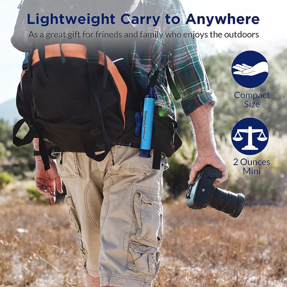 Сламка филтър за пречистване на вода Membrane Solutions Water Filter Straw Blue 7