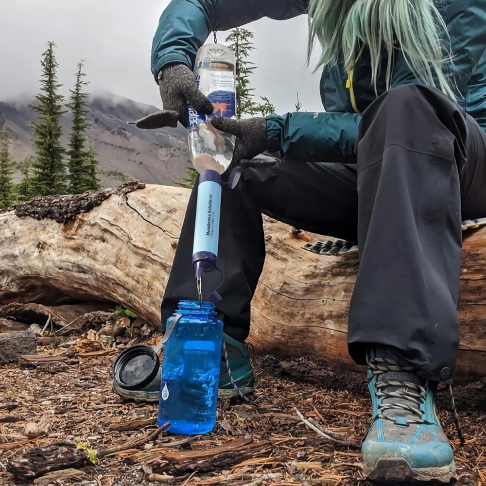 Сламка филтър за пречистване на вода Membrane Solutions Water Filter Straw Blue 9