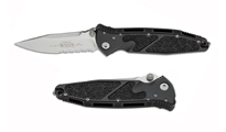 Microtech 160-11 Socom Elite Manual Stonewashed Clip Point Combo Blade Black Aluminum Handles