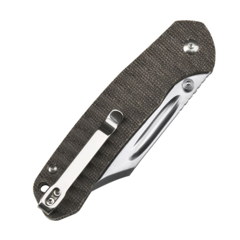 CJRB Bowie Pyrite AR-SFII Stone Polish Green Micarta J1942-ODG 3