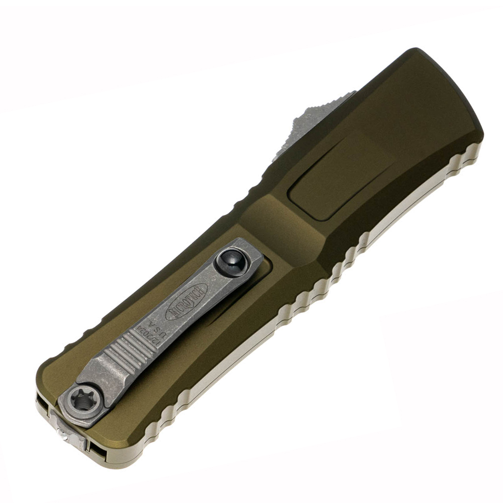 Microtech Combat Troodon Gen III AUTO OTF M390 Tanto Apocalyptic Stonewashed OD Green Aluminum Handles 1144-10APOD 4