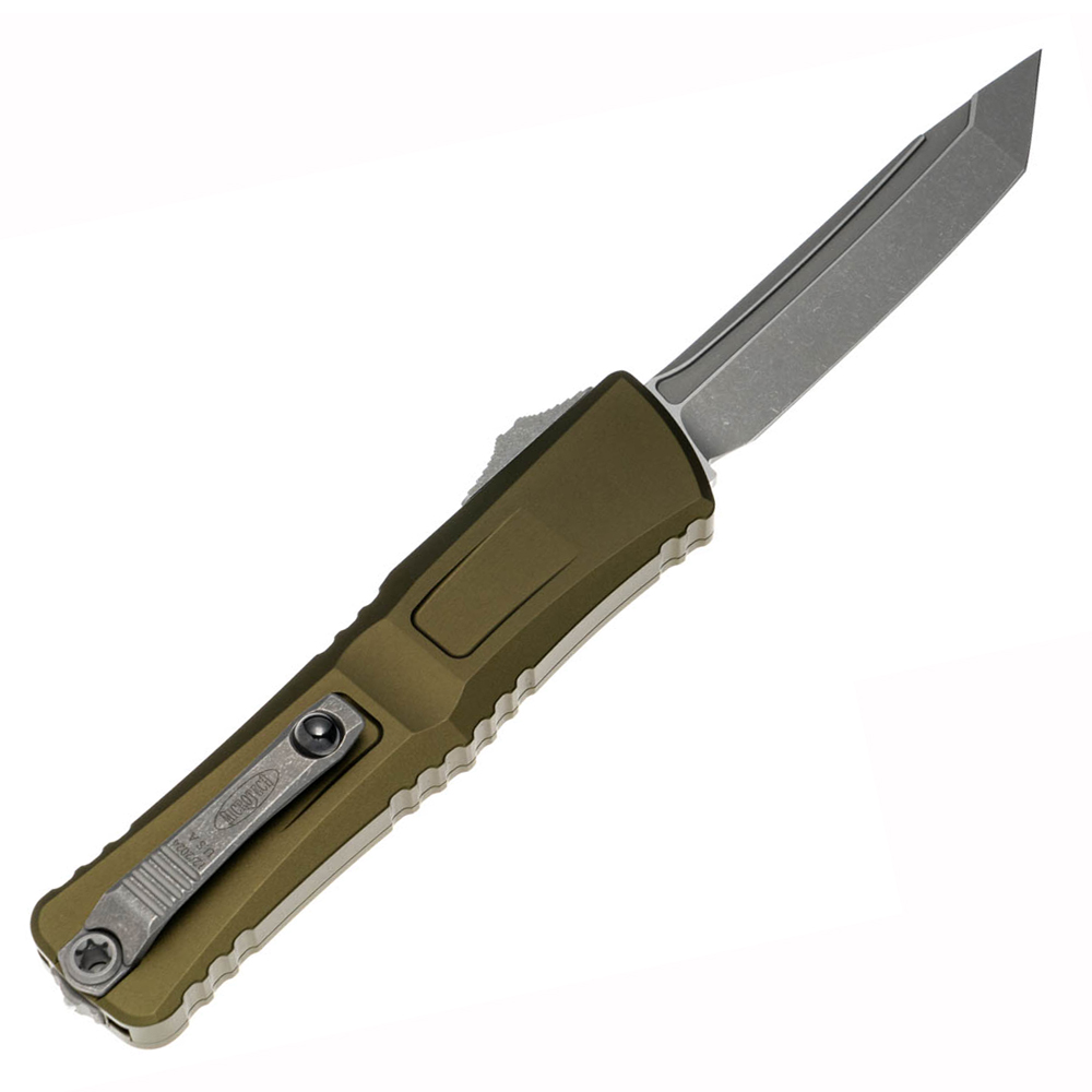 Microtech Combat Troodon Gen III AUTO OTF M390 Tanto Apocalyptic Stonewashed OD Green Aluminum Handles 1144-10APOD 5