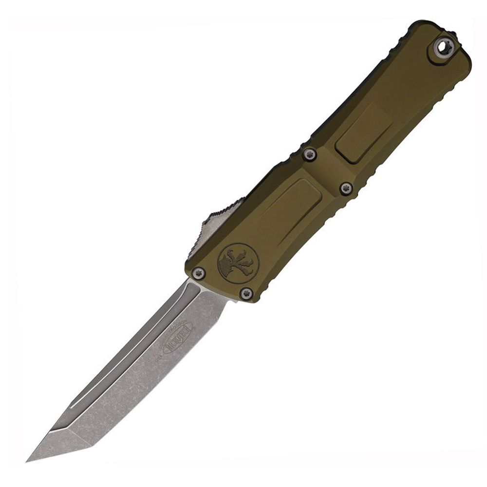Microtech Combat Troodon Gen III AUTO OTF M390 Tanto Apocalyptic Stonewashed OD Green Aluminum Handles 1144-10APOD 1