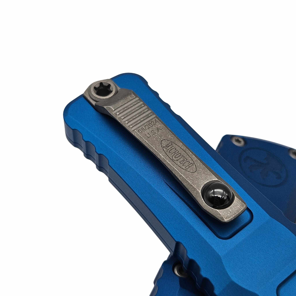 Microtech Combat Troodon Gen III AUTO OTF M390MK Apocalyptic Double Edge Dagger Blue Aluminum Handles 1142-10APBL 5