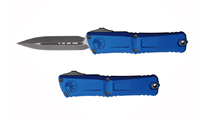 Microtech Combat Troodon Gen III AUTO OTF M390MK Apocalyptic Double Edge Dagger Blue Aluminum Handles 1142-10APBL