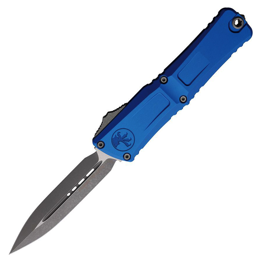 Microtech Combat Troodon Gen III AUTO OTF M390MK Apocalyptic Double Edge Dagger Blue Aluminum Handles 1142-10APBL 1