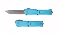 Microtech Combat Troodon Gen III AUTO OTF M390 Tanto Apocalyptic Turquoise Aluminum Handles 1144-10APTQ