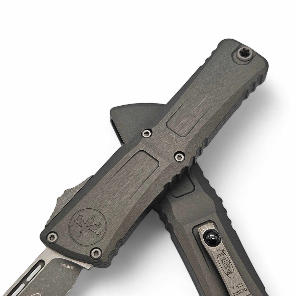 Microtech Combat Troodon Gen III AUTO OTF M390 Apocalyptic Single Edge Natural Clear Aluminum Handles 1143-10APNC 8