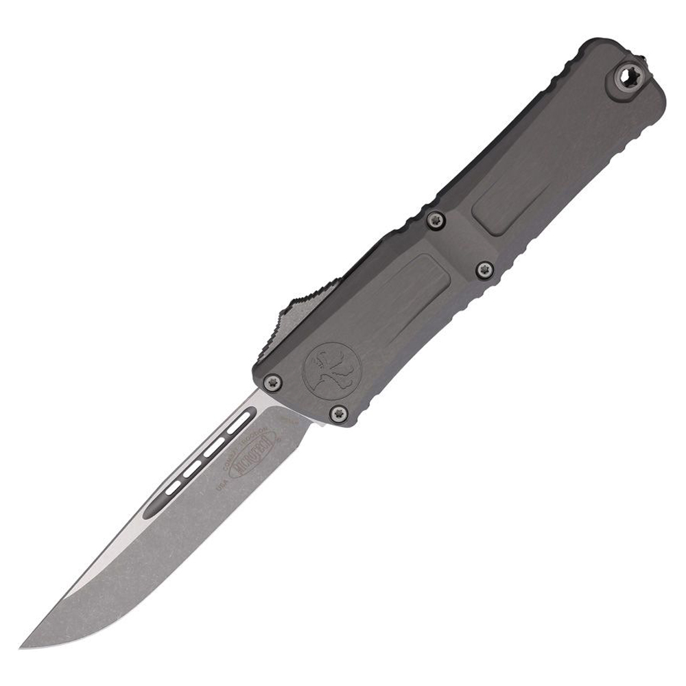 Microtech Combat Troodon Gen III AUTO OTF M390 Apocalyptic Single Edge Natural Clear Aluminum Handles 1143-10APNC 1