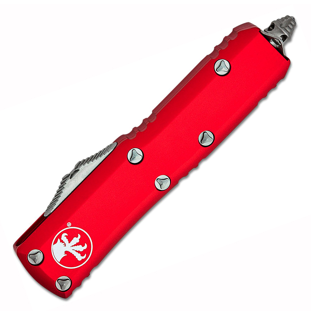 Microtech UTX-85 AUTO OTF Satin Tanto Plain Red Aluminum Handles 233-4RD 3