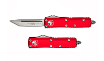 Microtech UTX-85 AUTO OTF Satin Tanto Plain Red Aluminum Handles 233-4RD