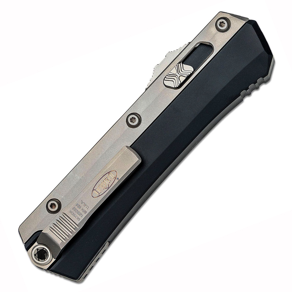Microtech Glykon AUTO OTF Stonewashed Double Edge Bayonet Black Aluminum Handles with Titanium Overlays 184-10 5
