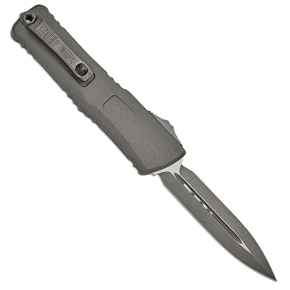 Microtech Combat Troodon Gen III AUTO OTF M390MK Apocalyptic Double Edge Dagger Natural Clear Deep Engraved Aluminum Handles 1142-10APNC 2
