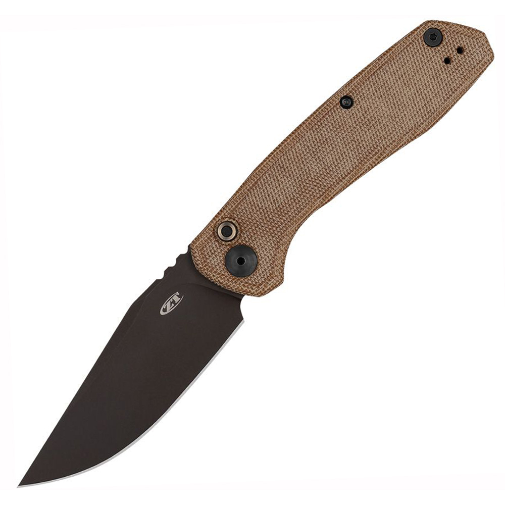 Zero Tolerance 0512 AUTO CPM-CruWear Dark Bronze Cerakote Natural Canvas Micarta and Titanium Handles 1