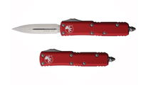 Microtech UTX-85 AUTO OTF Stonewashed Double Edge Red Aluminum Handles 232-10RD
