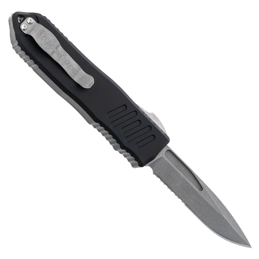 Guardian Tactical Auto Recon 040 Elmax Drop Point Partially Serrated Dark Stonewashed Black Aluminum 11-3512 2