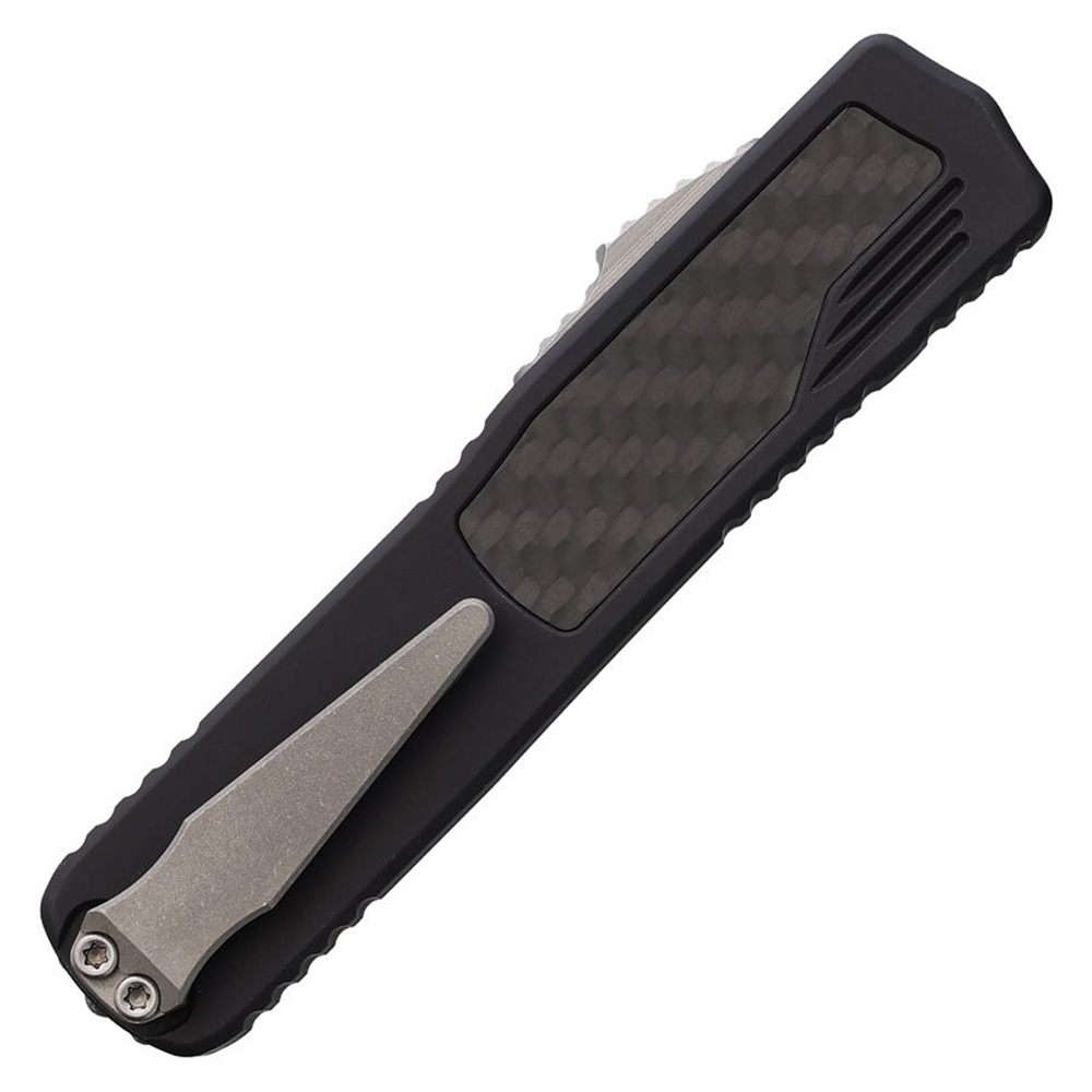 Guardian Tactical Scout Auto OTF Elmax Stonewashed Clip Point Black Sculpted Aluminum with Carbon Fiber Inlay 14-2511 2