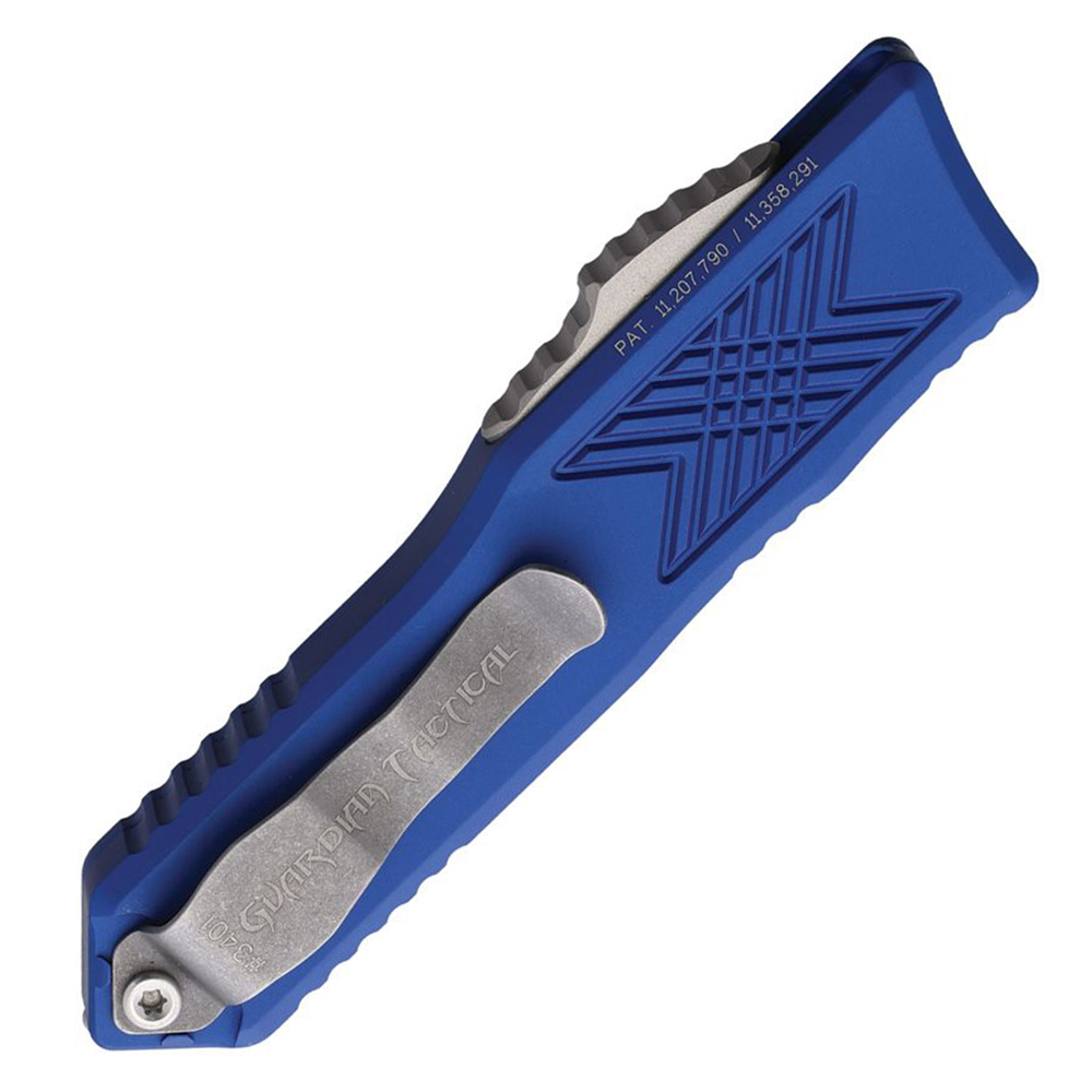 Guardian Tactical GTX-025 OTF Elmax Stonewashed Drop Point Blue  Aluminum 12-4511BL 2