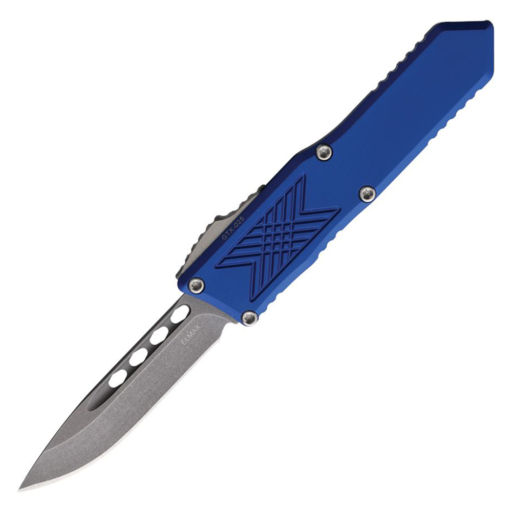 Guardian Tactical GTX-025 OTF Elmax Stonewashed Drop Point Blue  Aluminum 12-4511BL 1