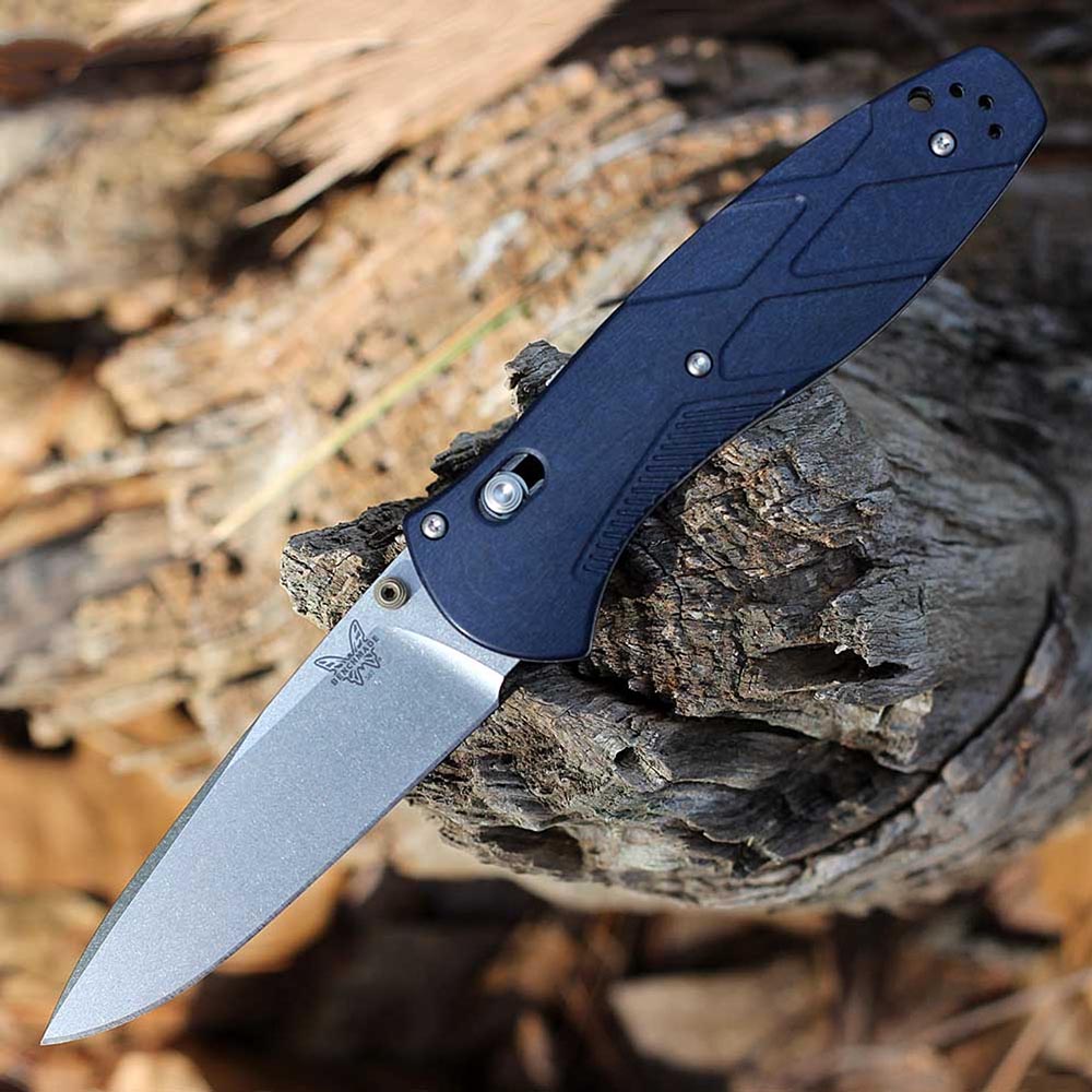 Benchmade 581-03 Barrage AXIS Assisted S30V Stonewashed Drop Point Blade Blue Canyon Richlite Handles 6