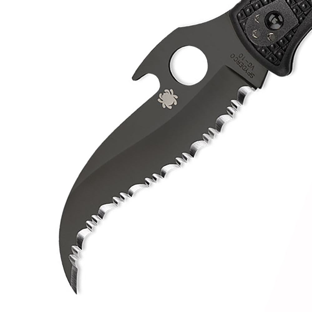 Spyderco Matriarch 2 Lightweight Emerson Opener Black VG10 Serrated Black FRN 4