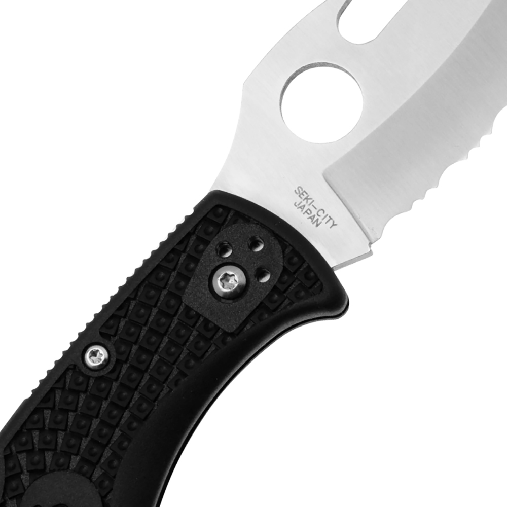 Spyderco Matriarch 2 Lightweight Emerson Opener VG10 Serrated Satin with Wave Black FRN C12SBK2W 4