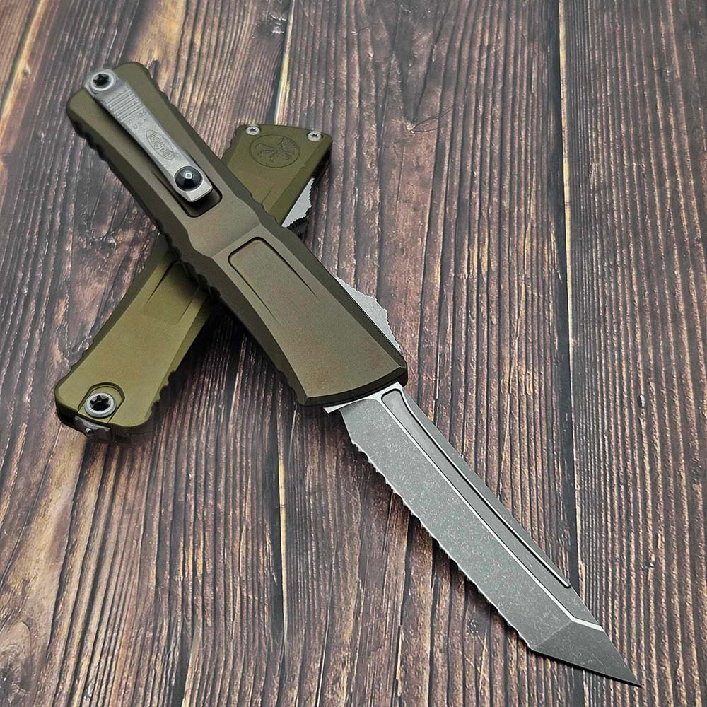 Microtech Combat Troodon Gen III AUTO OTF M390 Serrated Tanto Apocalyptic  OD Green Aluminum Handles 1144-12APOD 3