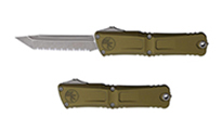 Microtech Combat Troodon Gen III AUTO OTF M390 Serrated Tanto Apocalyptic  OD Green Aluminum Handles 1144-12APOD