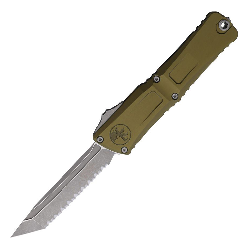 Microtech Combat Troodon Gen III AUTO OTF M390 Serrated Tanto Apocalyptic  OD Green Aluminum Handles 1144-12APOD 1
