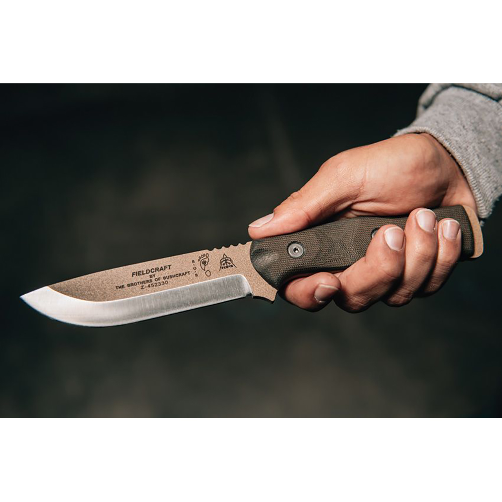 TOPS Fieldcraft BOB Brothers of Bushcraft Hunter 1095 Tan Blade OD Green Micarta Handles BROS-TAN 5