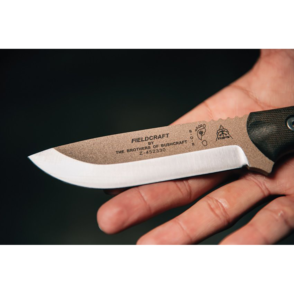 TOPS Fieldcraft BOB Brothers of Bushcraft Hunter 1095 Tan Blade OD Green Micarta Handles BROS-TAN 7