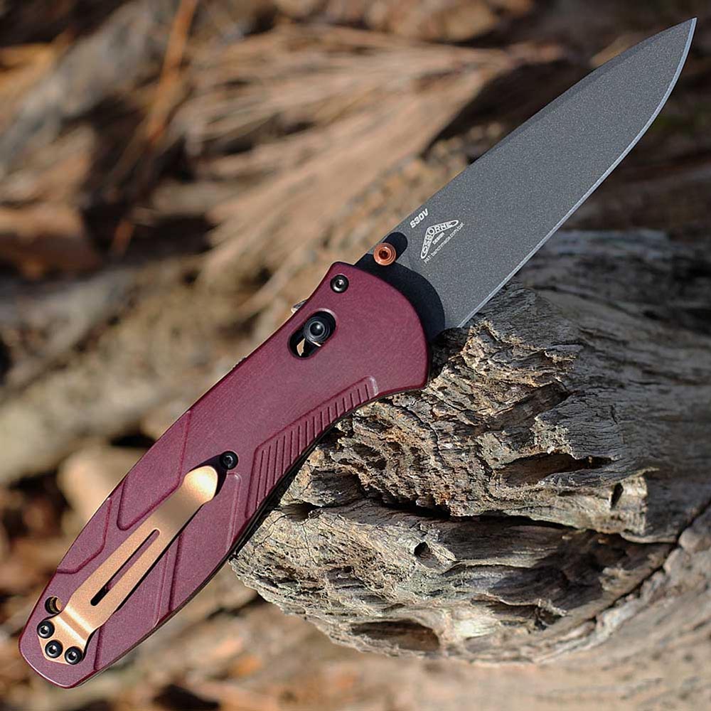 Benchmade 581BK-04 Barrage AXIS Assisted S30V Black Drop Point Blade Redstone Richlite Handles 7