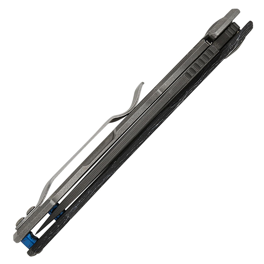 Zero Tolerance 0450MMC VF Stainless Damascus Blade Blue/White Multi Marbled Carbon Fiber and Titanium  4