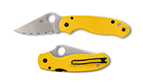 Spyderco Para 3 Salt Lightweigh CPM-MagnaCut Satin Serrated Yellow FRN C223SYL