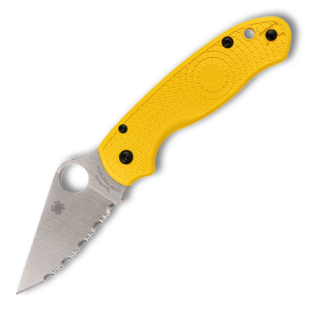 Spyderco Para 3 Salt Lightweigh CPM-MagnaCut Satin Serrated Yellow FRN C223SYL 1