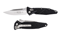 Microtech 160A-10 Socom Elite Auto Stonewashed Clip Point Plain Blade Black Aluminum Handles